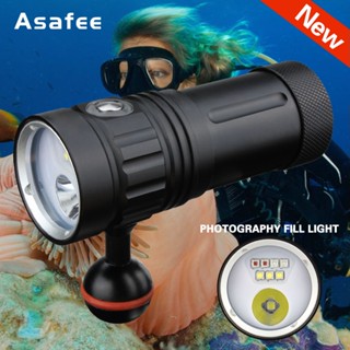 Asafee DR08 3000LM ไฟฉายดําน้ํา วิดีโอ XP-L2 สีฟ้า สีแดง สีขาว LED 100 เมตร ไฟฉายดําน้ํา ไฟฉายดําน้ํา ไฟฉายดําน้ํา ไฟฉาย โคมไฟค้นหา