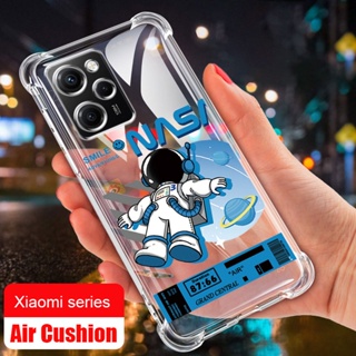 เคสซิลิโคนใส ลายอวกาศ NASA กันกระแทก 4 มุม สําหรับ Xiaomi Redmi 12 12C 10 5G