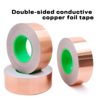 Double Guide Copper Foil Tape ความกว้าง 35 มม. - 100 มม. ความหนา 0.1 มม. / 0.06 มม. การเพิ่มสัญญาณกระดาษฟอยล์ทองแดง Double Conductive ความต้านทานต่ออุณหภูมิสูงเทปด้านเดียว เทปป้องกันรังสีแม่เหล็กไฟฟ้าสำหรับแผงวงจรอิเล็กทรอนิกส์