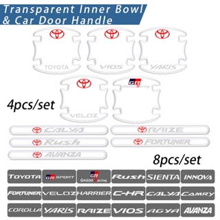 สติกเกอร์ติดมือจับประตูรถยนต์ ป้องกันรอยขีดข่วน สําหรับ Toyota Vios GR Sport Yaris Veloz Rush Avanza CHR Fortuner Innova Camry Raiza Sienta Corolla