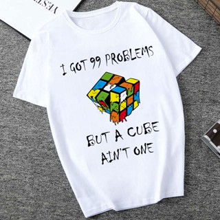 Cheapest Neck Women T-shirt Tops All-match Rubik Cube Series Creative New Fashion Casual White Comfortable Short-sl_02