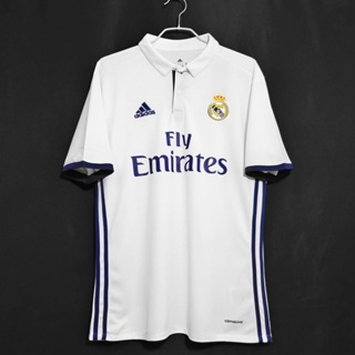 เสื้อกีฬาแขนสั้น ลายทีมฟุตบอล Real Madrid ทีมเหย้า เรโทร 2016/17 ไซซ์ S-XXL AAA