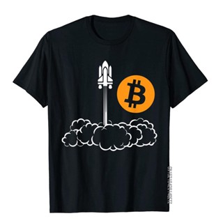 เสื้อยืดแขนสั้น Bitcoin To The Moon Rocket กระสวยอวกาศ HODL Pun เสื้อยืดเสื้อยืดพิมพ์แฟชั่นผ้าฝ้ายท็อปส์ซูเสื้อยืดย_05