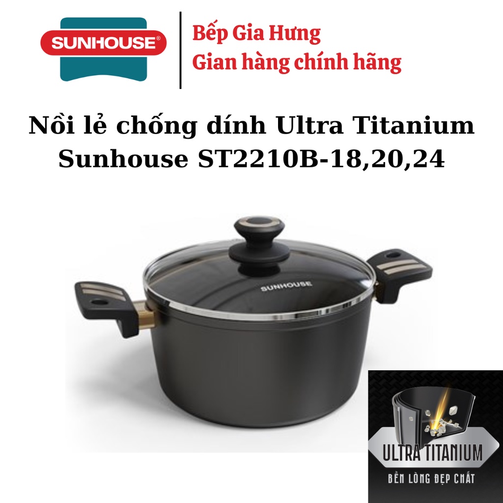 ULTRA TITANIUM SUNHOUSE POT NON-STICK ST2210B-18,20,24cm