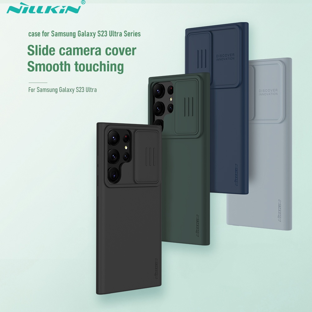 เคส Samsung S23 Ultra NILLKIN Liquid Smooth ซิลิโคนสไลด์กล้องเคสสำหรับ Samsung Galaxy S23 Ultra