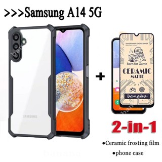 2in1 เคสโทรศัพท์อะคริลิคแข็ง + ฟิล์มเซรามิก สําหรับ Samsung A14 5G