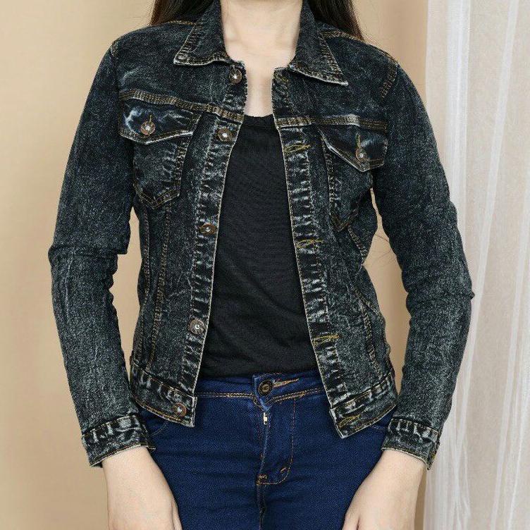 น่าสนใจ BIONDY DENIM ผู้หญิง CROP JEANS JACKET LATEST JINS JACKET สําหรับ GIRLS JACKET SNOWBLACK แจ็