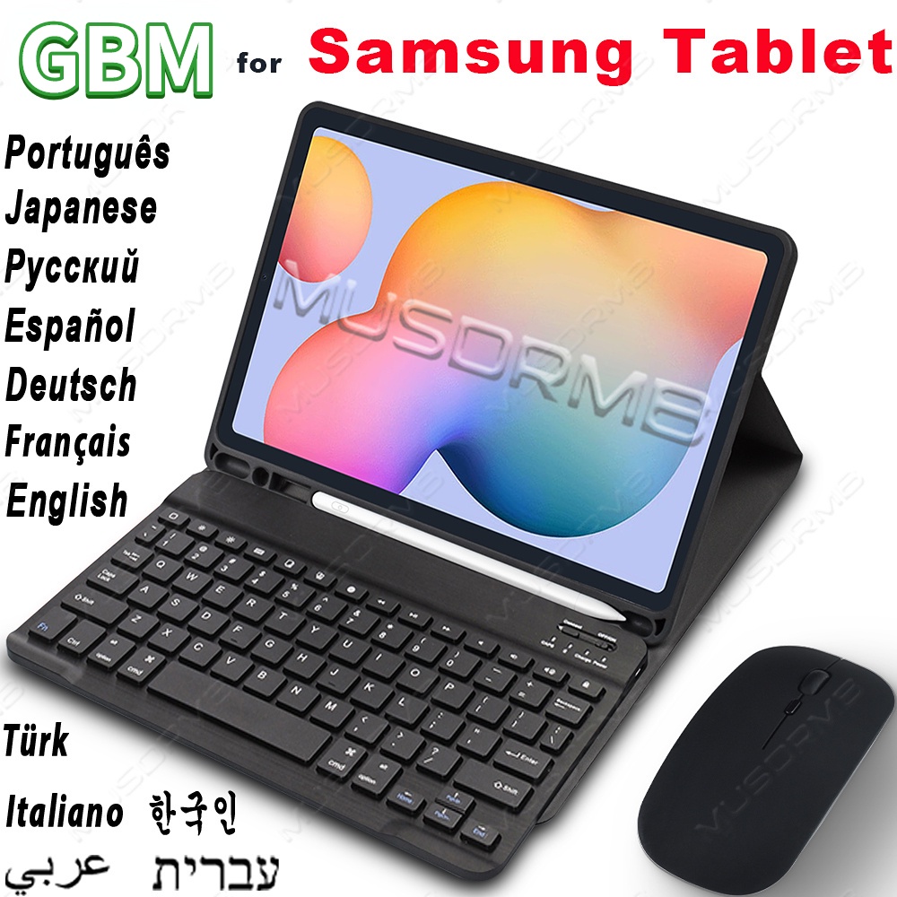 [แป้นไทย] แป้นพิมพ์ภาษาไทย ฝาครอบคีย์บอร์ด Bluetooth ไร้สาย เคสแม่เหล็ก เพื่อ Samsung Tab S6 Lite 10.4 S7 FE 12.4 S7/S8 11inch TAB A8/A7 Slim ถอดออกได้ ไร้สาย แป้นพิมพ์ภาษา อังกฤษ สเปน เกาหลี
