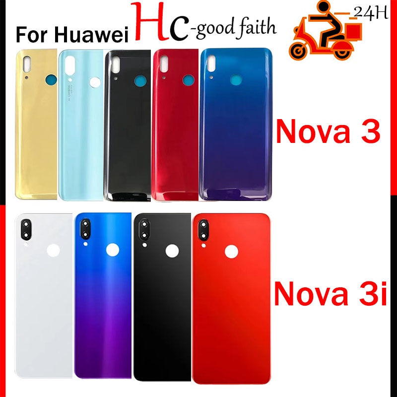 ใหม่ ฝาครอบแบตเตอรี่ด้านหลัง พร้อมโลโก้ อะไหล่เปลี่ยน สําหรับ Huawei Nova3 Nova3I / Nova 3 3i