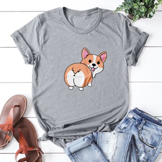 Cute Corgi Tee Shirt Femme Animal Print Shirt Tops For Women Harajuku Streetwear Summer Round Neck Women T-shirts_04