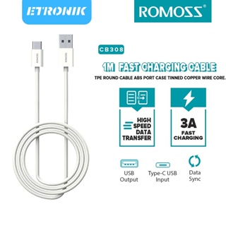 ETRONIK Romoss CB308 Type C สายชาร์จ USB เร็ว 1 ม. พรีเมี่ยมและทนทาน