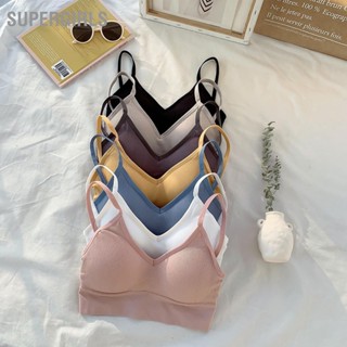 SUPERGIRLS Backless Bra Deep V บางนุ่ม Comfy Daily Low Back พร้อมแผ่นรองหน้าอกสำหรับนอนเล่นกีฬา