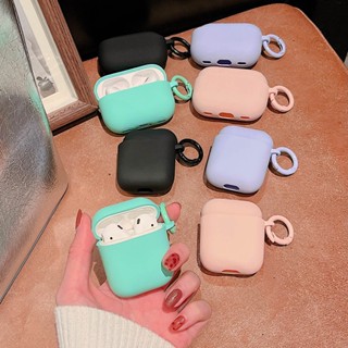 เคสหูฟัง TPU นิ่ม สีพื้น เรียบง่าย สําหรับ Airpods 1 2 Pro 3