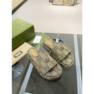 Gucci Jacquard รองเท้าแตะลําลอง ส้นหนา สําหรับผู้ชาย ผู้หญิง 1181