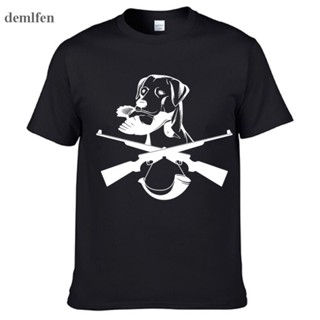 เสื้อยืดแขนสั้นลําลอง ผ้าฝ้าย พิมพ์ลาย Hunt Dog Hunter Guns แฟชั่นฤดูร้อน สําหรับผู้ชาย