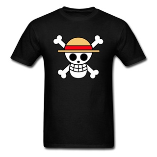 เสื้อยืด พิมพ์ลายโลโก้โจรสลัด One Piece Fire Fist Ace พร้อมโลโก้หัวกะโหลก สําหรับผู้ชาย