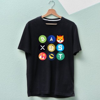 เสื้อยืด บิทคอยน์ Bitcoin BTC ETH XRP Ada Dogecoin BNB Shiba Inu ผ้า Cotton 100% เสื้อดำ ได้ทั้งหญิงและชาย_01