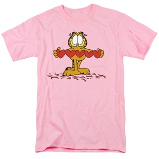 【2023】เสื้อยืดผ้าฝ้ายพิมพ์ลายขายดี เสื้อยืด พิมพ์ลายการ์ตูน Garfield Sweetheart สีชมพูอ่อน สําหรับผู้ชาย วันวาเลนไทน์_02