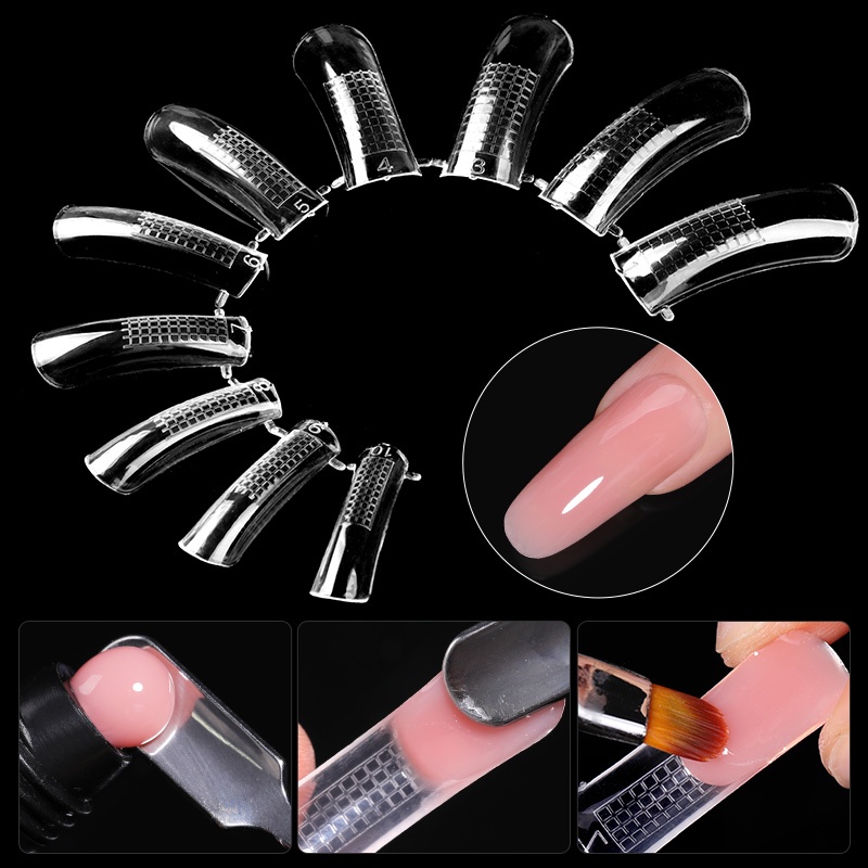 Ur SUGAR 60 ชิ้น/ถุง Quick Extension เล็บแม่พิมพ์เคล็ดลับนิ้วมือคลุมทั้งหมดเล็บรูปแบบ UV เจลขัดเล็บเครื่องมือ