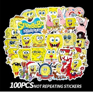 Z&amp;m ❀ สติกเกอร์ ลายการ์ตูน SpongeBob SquarePants กันน้ํา สําหรับตกแต่งของเล่น DIY 100 ชิ้น ต่อชุด