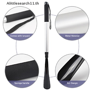 Alittlesearch11 ฮอร์นรองเท้า สเตนเลส ด้ามจับยาว ปรับได้ ทนทาน สีดํา สําหรับยกรองเท้า