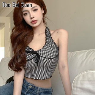 RUO BEI XUAN เสื้อชั้นในสตรี 2023 ใหม่แฟชั่นสไตล์เกาหลีเสื้อกล้ามเชือกแขวนคอ