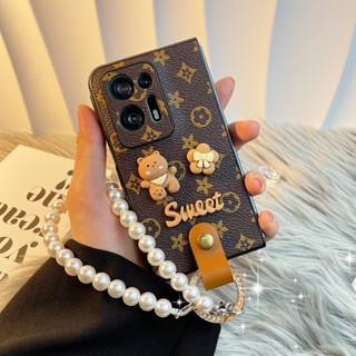 เคสหนัง ฝาพับ ประดับมุก แบบพกพา สําหรับ Oppo Find N2 5G Find N2