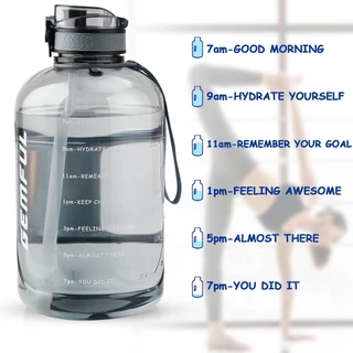 GEMFUL ขวดน้ําขนาดใหญ่ 3 ลิตรพร้อมเครื่องหมายเวลา BPA ฟรีเหยือกดื่มความจุขนาดใหญ่สําหรับกีฬา