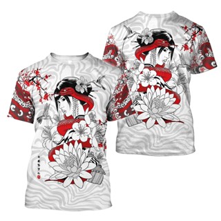 เสื้อยืดแขนสั้น คอกลม พิมพ์ลายรอยสัก 3 มิติ แฟชั่นฤดูร้อน สําหรับผู้ชาย