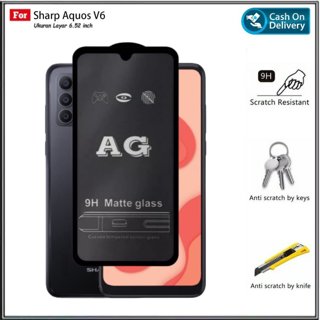 LAYAR กระจกนิรภัย Sharp Aquos V6 4G V6 Plus V7 Plus V6 5G Full Screen Matte Dove Glare DI HNYCASE