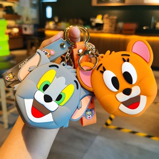 น่ารัก Tom และ Jerry ซิลิกาเจล Dompet Koin Disney การ์ตูนอะนิเมะ  กระเป๋าสตางค์สั้นชุดเดรสแขนยาวพวงกุญแจกระเป๋าใส่เงิน