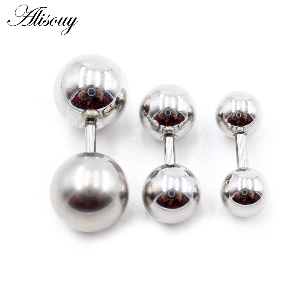 Alisouy 3 ชิ้น/ล็อต 4 มม.สแตนเลสสตีลตรง Barbell แหวนหู Tragus เจาะ PA แหวนบาร์ริมฝีปากเครื่องประดับ