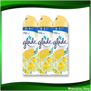 สเปรย์ปรับอากาศ กลิ่นเฟรชเลมอน Air Freshener Fresh Lemon 320 มล. (แพ็ค3กระป๋อง) เกลด Glade สเปรย์ ปรับอากาศ