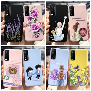 เคสโทรศัพท์มือถือ ซิลิโคนนิ่ม กันกระแทก ลายเพ้นท์สีลูกกวาด หรูหรา สําหรับ Vivo Y20 Y20i Y20S Y20G Y20A Y11S Y12S 2021