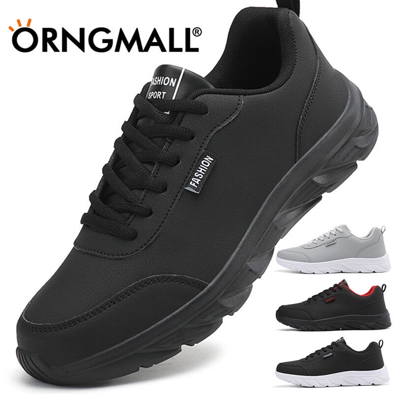 Orngmall รองเท้ากีฬาสําหรับผู้ชายรองเท้าผ้าใบคุณภาพสูงรองเท้าลําลอง Lace-Up สีดําแฟชั่น Gym Casual Light เดินรองเท้าวิ่งเหมาะสําหรับชีวิตทุกวันและกีฬาผู้ชายรองเท้าผ้าใบ Plus Si