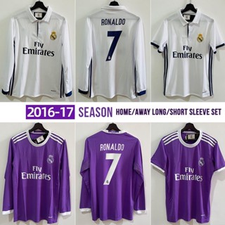 Fan Collection 2016/2017 Real Madrid ชุดสูทยาว สีม่วง แขนสั้น พร้อมปลอกแขน Champions League