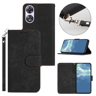 ใหม่ เคสโทรศัพท์มือถือหนัง PU ผิวด้าน ฝาพับ พร้อมช่องใส่บัตร และสายคล้องมือ สําหรับ OPPO A78 NFC A58 A98 OppoA78 4G 5G 2023 A98 OppoA78NFC