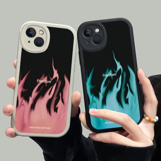 พร้อมส่ง เคสโทรศัพท์มือถือ แบบนิ่ม ลายเปลวไฟ สีฟ้า สีชมพู สําหรับ Apple Iphone 14promax 13 11promax 11 12 6 7 8plus xr xs xsmax 12promax