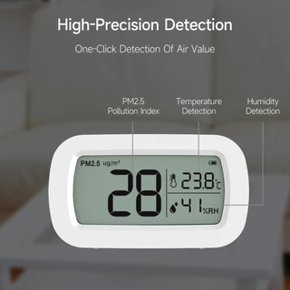 MiLife Home PM2.5 เครื่องตรวจจับจอแสดงผล HD พร้อมอุณหภูมิและความชื้นจอภาพคุณภาพอากาศ เครื่องวัดคุณภาพอากาศ เครื่องวัดฝุ่น ตรวจอากาศ