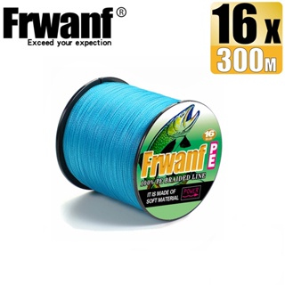 Frwanf สายเอ็นตกปลา แบบถัก PE X16 20-500LB 300 ม. 16 เส้น สีฟ้า