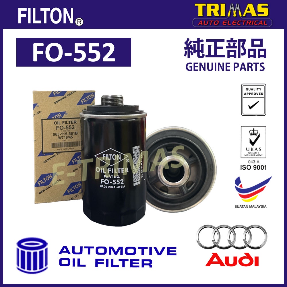 กรองน้ํามันเครื่อง FILTON Audi A3 A4 A5 A6 Q3 Q5 TT เครื่องยนต์ Penapis Minyak Hitam Enjin 06J-115-4