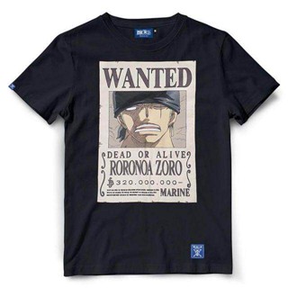  ใหม่เอี่ยมเสื้อยืดวันพีช One piece-790-BK Wanted-ZORO