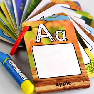 Spot childrens magical water drawing card to learn English alphabet painting toys and 2 magic pensหนังสือภาพปริศนาการศึกษาปฐมวัย