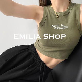 EMILIA SHOP เสื้อกล้ามครอป เสื้อแขนกุด สไตล์เกาหลีA20K0BG