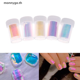 Monnygo สติกเกอร์กระดาษแก้วเลเซอร์ ขนาดใหญ่ สีสันสดใส สําหรับตกแต่งเล็บ