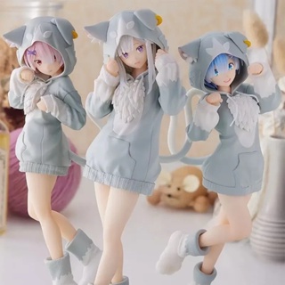 โมเดลฟิกเกอร์ PVC อนิเมะแมว RE Zero Starting Life in Another World Rem Ram Emilia ขนาด 23 ซม. ของเล่นสําหรับเด็ก