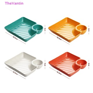 Thevantin จานเกี๊ยว ทรงสี่เหลี่ยม ขนาดใหญ่ พร้อมถาดแยก สร้างสรรค์ สําหรับใส่ขนมขบเคี้ยว