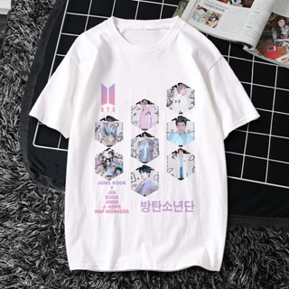  ใหม่เอี่ยมเสื้อทีเชิ้ตแขนสั้นแบบเดียวกับ BTS BTS BTS BTS BTS BTS BTS มินนี่จินนันจุนเสื้อเชียร์แฟนการ์ตูนฮิตในฤดูใบ