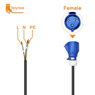 Feyree อะแดปเตอร์ซ็อกเก็ตชาร์จ EV CEE ตัวเมีย 3 Pins กันน้ํา 32A 1 เฟส 7KW แบบพกพา