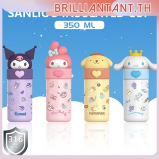 Original Sanrio Thermos Sanrio Kuromi Melody สแตนเลส350Ml ถ้วยน้ำสูญญากาศ Cinnamoroll ตุ๊กตาสเตอริโอปลอดภัยวัสดุการ์ตูน Bri